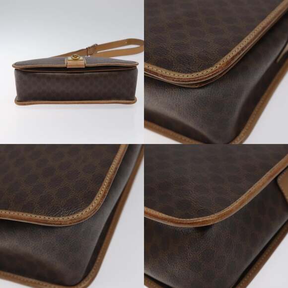 CELINE Macadam Canvas Shoulder Bag Pvc Leather Brown Gold - Picture 10 of 13